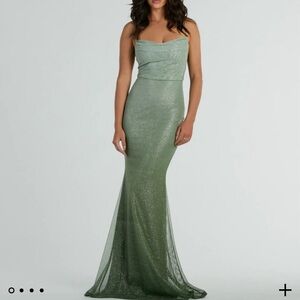 Sage green glitter maxi dress